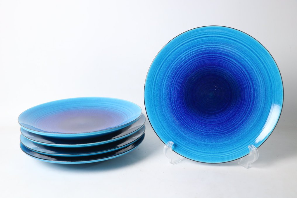 五件陶瓷盘,Heki-yu 釉面——Kimura Blue - 石器 - 木村芳郎 Kimura Yoshiro (1946–) - 日本 - 1900–2000 #1.0