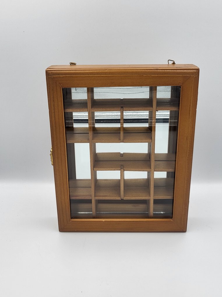 Petite vitrine murale en bois à porte vitrée – Présentoir de collection - Vitrineskab - Træ, Glas #1.0
