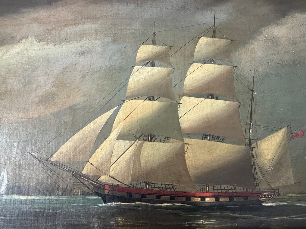 British school (XlX) - British Naval two masted warship under full sail #3.2