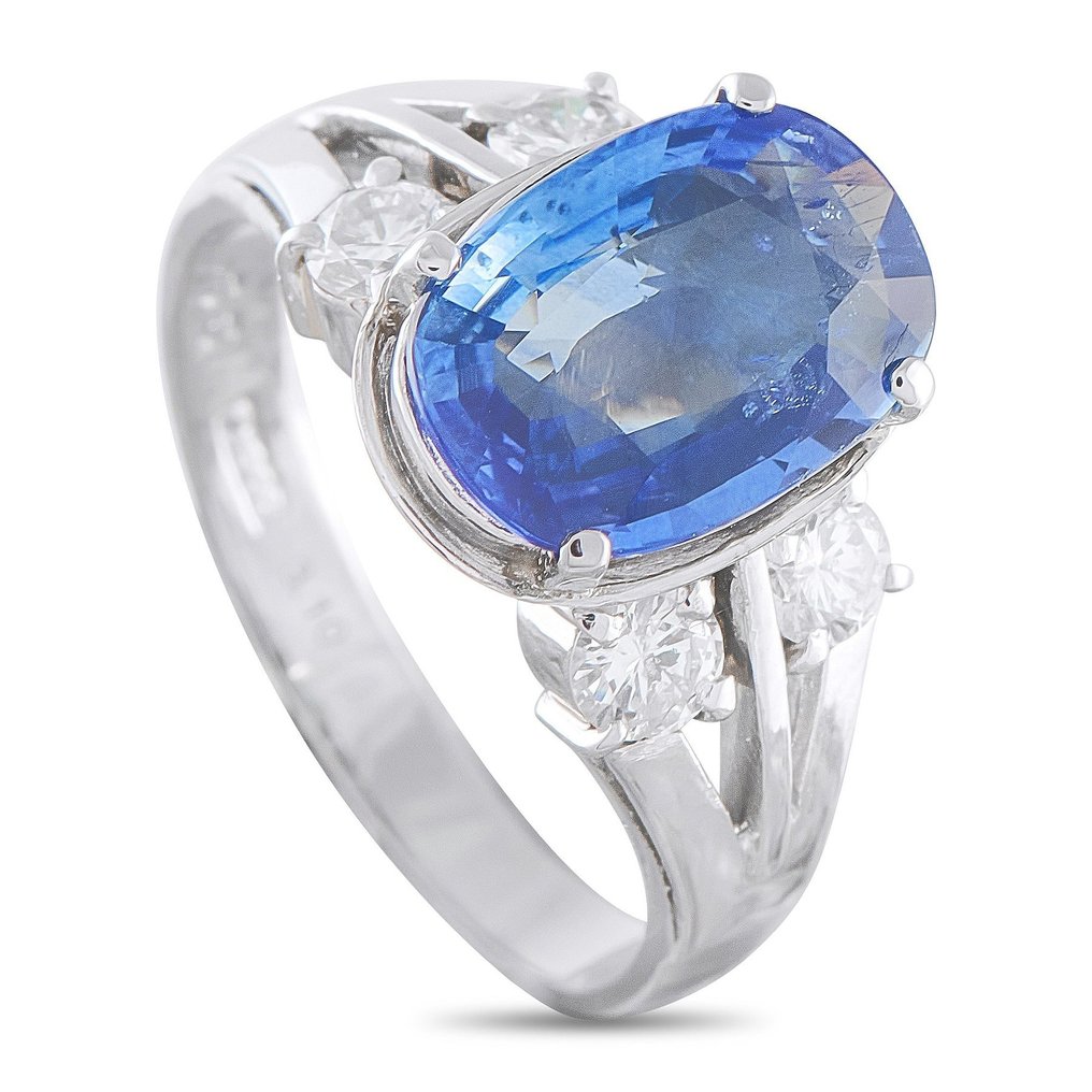 Ring Platin - 4.73ct. tw. Saphir - Diamant - Diamant- und Saphirring #2.1