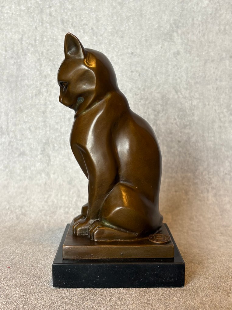 Statue, Prachtig bronzen sculptuur van een kat (Zonder Minimumprijs) - 17 cm - Bronze, Marble #3.2
