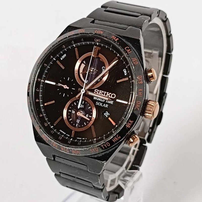 Seiko - World Time Solar - Black Dial Bronze - χωρίς τιμή ασφαλείας - V195-0AE0 - Άνδρες - 2010-2020 #3.2
