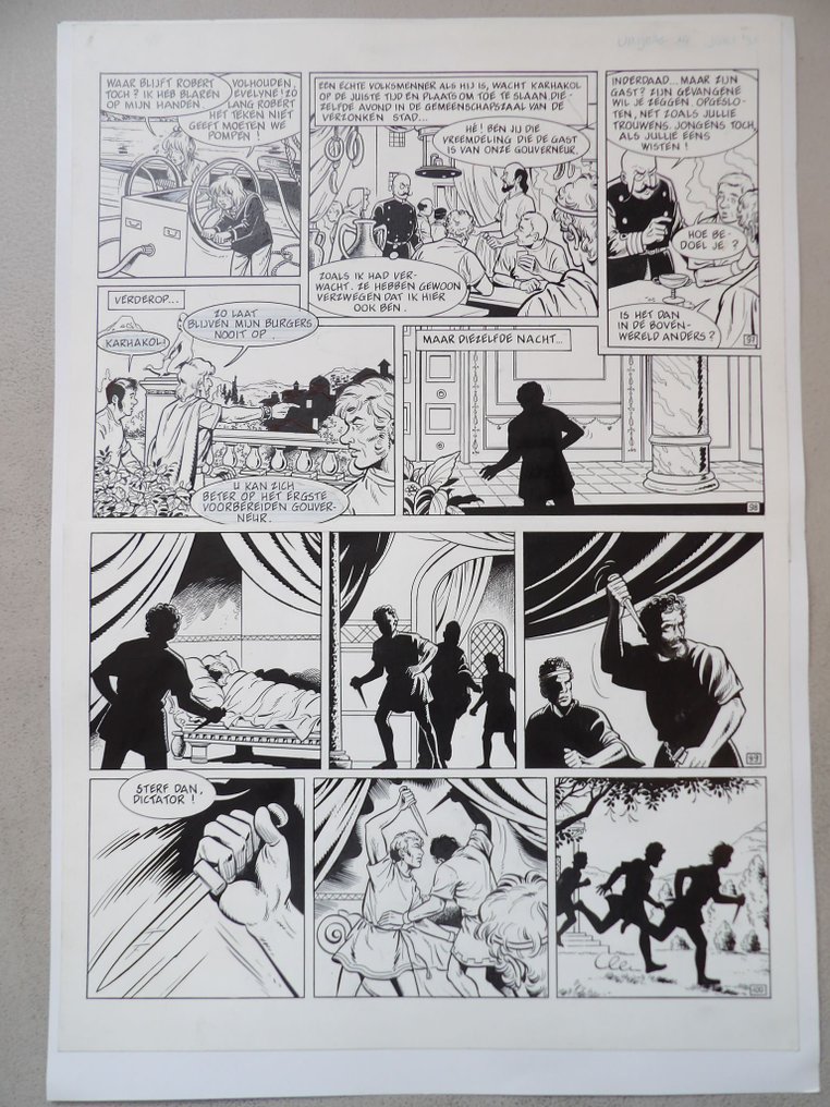 Van Riet, Ron - Robert en Bertrand 93 - De Gouden Poort [strook 49 t/m 52] - 1 x original page - 1992 #1.0