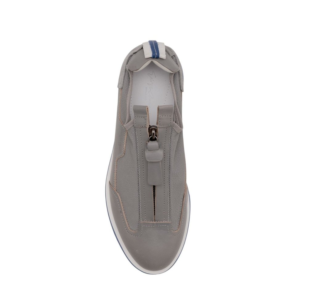 GIORGIO ARMANI - 7 UK - 41 IT - Shoes Sneakers Gray Zip-Up Low-Top Leather - Loafers - Size: EU 41 - New in box #1.0