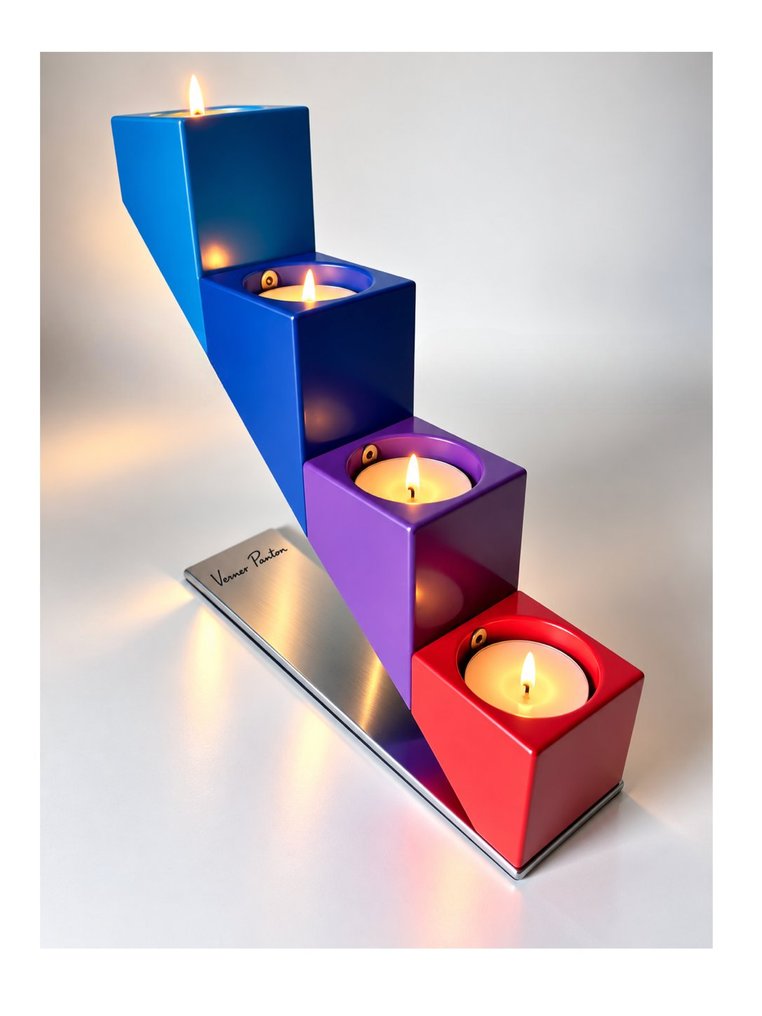Palette Design - Verner Panton - ティーライトホルダー 座る / 稲妻の階段 - Steel #2.1
