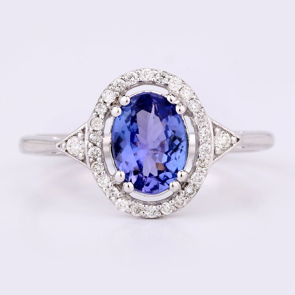 リング - 14 kt. White gold -  1.13ct. tw. Tanzanite - Diamond - 認証済みゴールドジュエリー #4.3