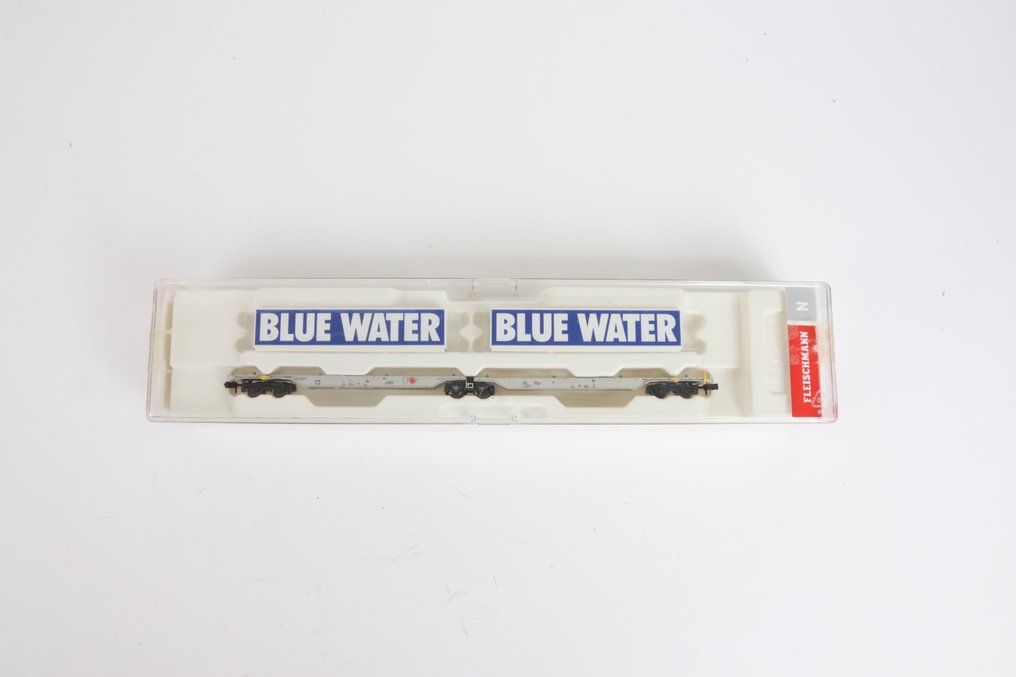 Fleischmann N - 825326 - Modeltog godsvogn (1) - Dobbelt containervogn Blue Water #1.0