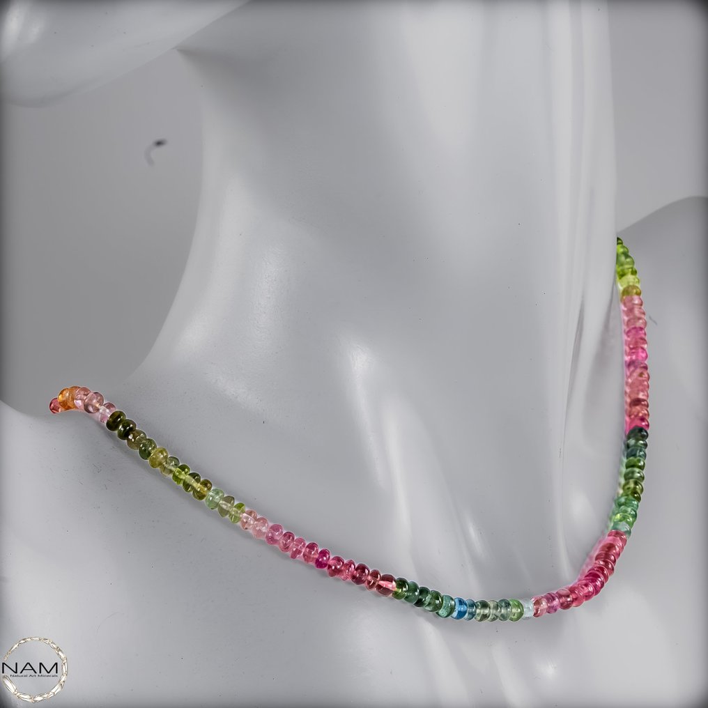 Rainbow Tourmaline Necklace – A fascinating play of colors of nature — 46.15 ct- 9.23 g #4.3