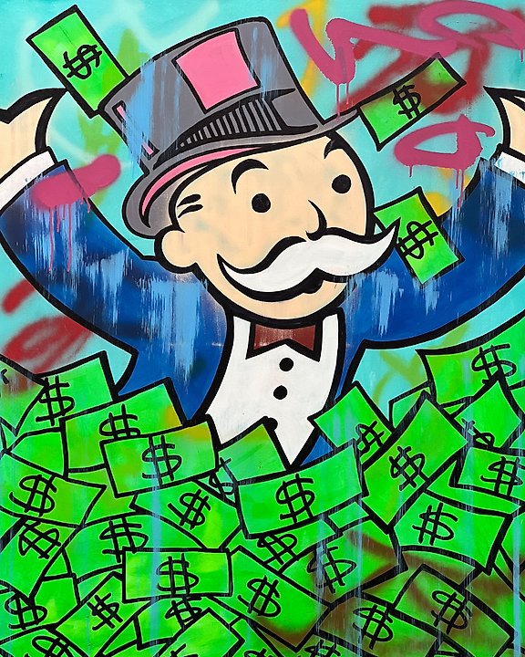 Time is Money  Monopoly Man Edition Canvas Wall Art  REBHORN DESIGN