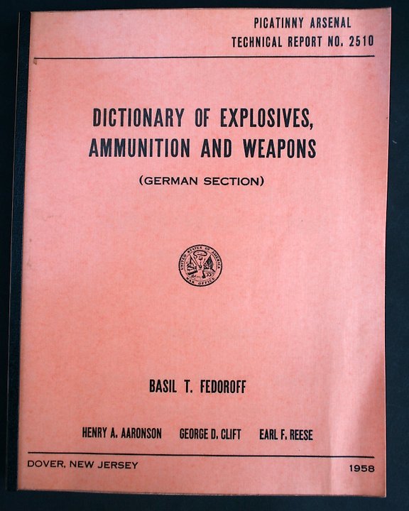 PATR 2510 Dictionary of Explosives Ammunition and Weapons