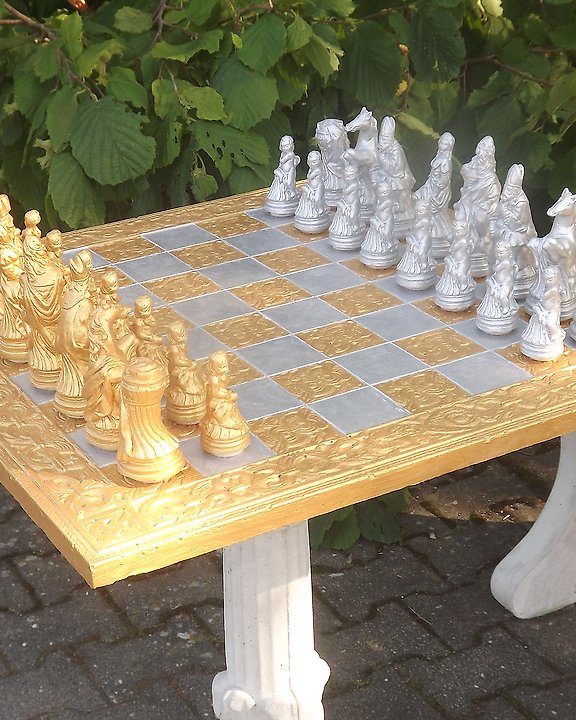 Chess table King Sun - Louis XIV - Bronze (gilt/silvered/patinated/cold  painted), Gold, Marble - Catawiki