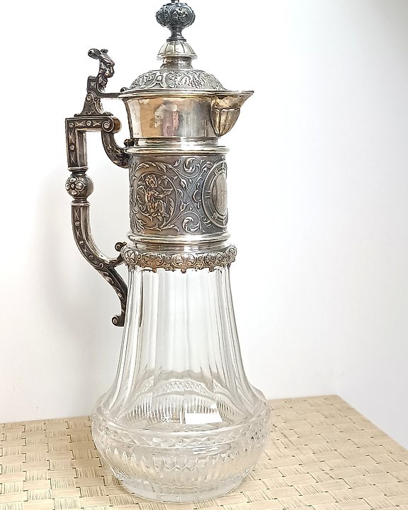 Vintage Raimond Silver Plate Coffee Tea Glass Carafe Holder With