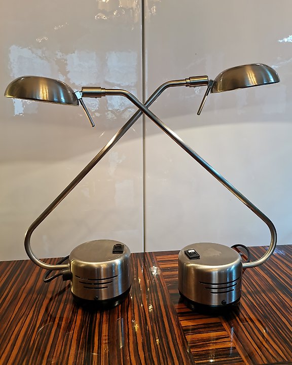 Lampadaire (1) - 2 Lumières - Lampe de lecture avec variateur - Métal -  Catawiki