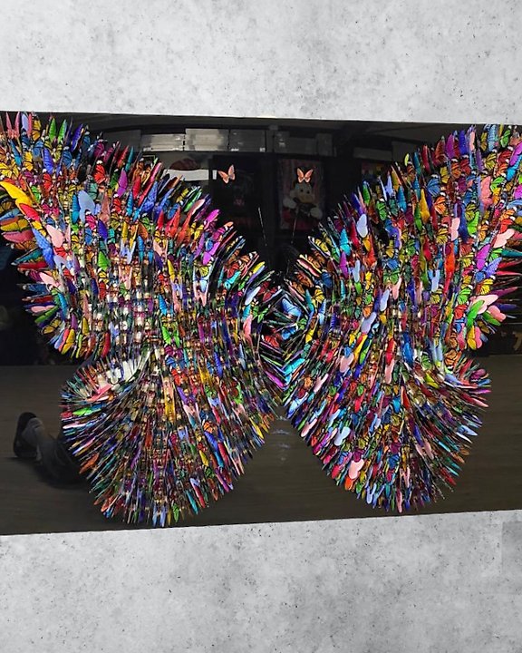 AmsterdamArts - White Louis vuitton 3D butterfly mix wall art - Catawiki