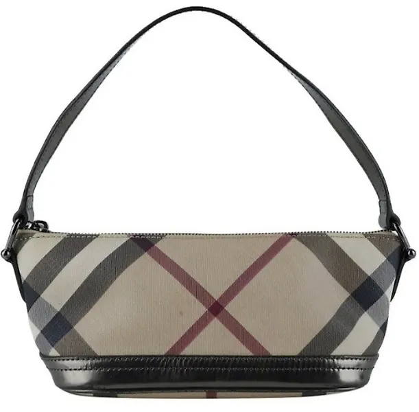 Burberry Tweed & Leather Multicolor Check Pochette