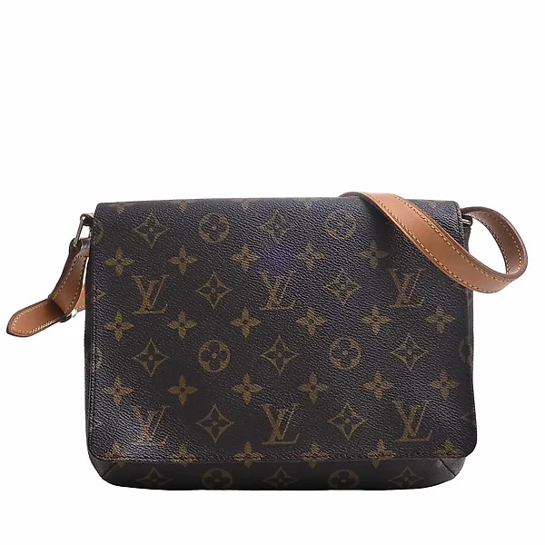 Louis+Vuitton+Tambourine+Shoulder+Bag+Brown+Leather for sale online