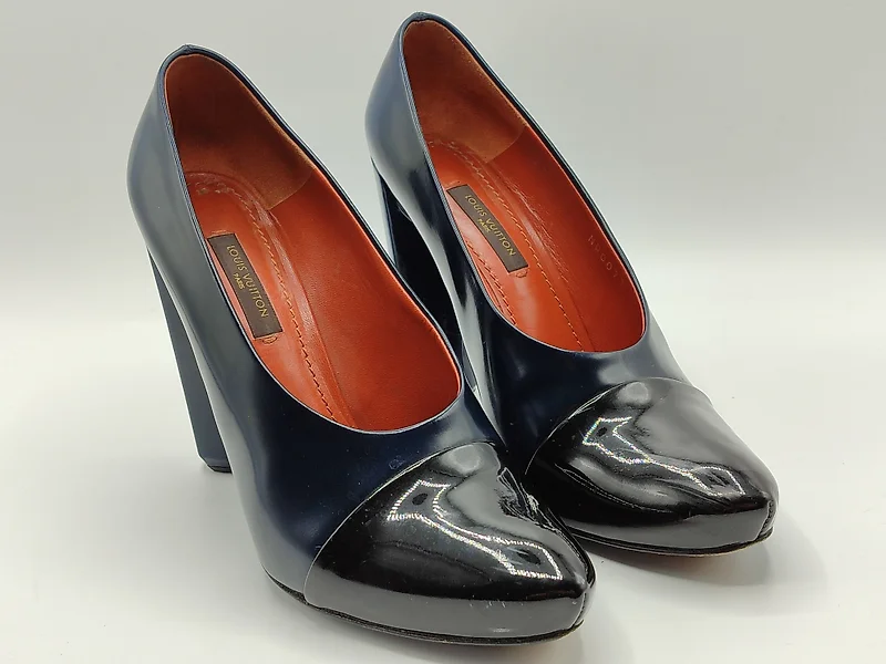 Louis Vuitton Delft Cornelia Croc Black Patent Leather Ankle Boots Heels  Shoes