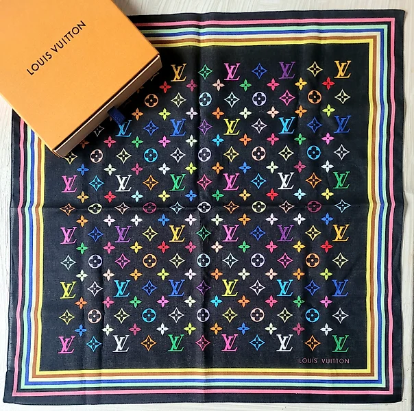 Supreme x Louis Vuitton LV Monogram Bandana Scarf Brown 100% Authentic  Japan New