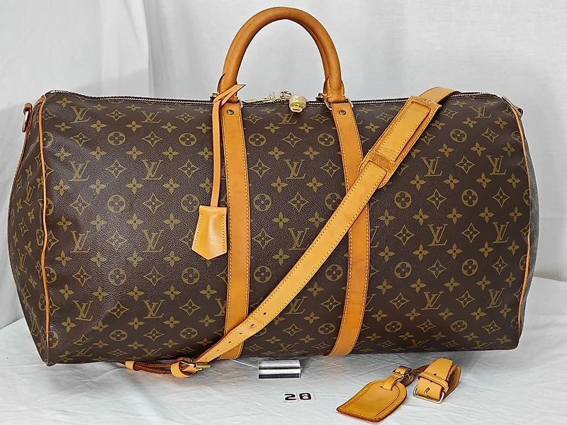 LV Keepall 60 Travel bag in monogram canvas customized by PatBo