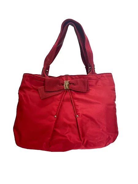 Vintage Authentic Prada Tessuto Bow Tote w Dust Bag Authenticity Card LARGE  For Sale at 1stDibs