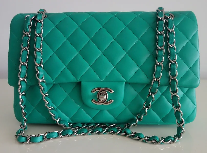Chanel Timeless Classic Quilted Clutch Bag Green Leather ref