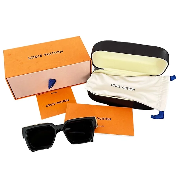 LOUIS VUITTON Millionaire Sunglasses Black Gold Z1165E Mens Ladies