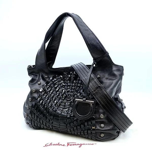 Navy Leather Ferragamo Handbag  12 For Sale on 1stDibs  navy leather  handbag