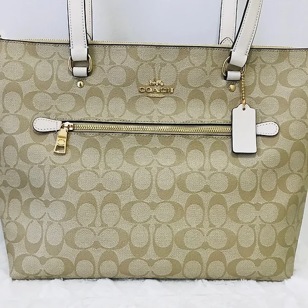 Coach Gallery Tote Bag Light Khaki in Coated Canvas with Gold-tone