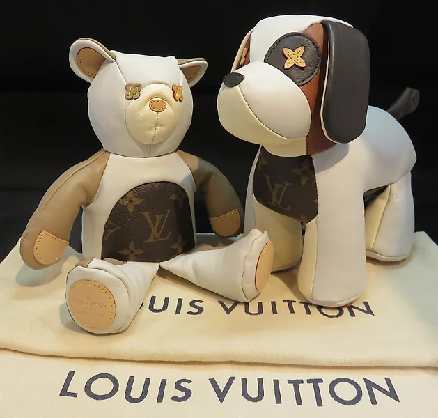 Louis Vuitton Dou Dou Teddy Bear Leather with Monogram Canvas at