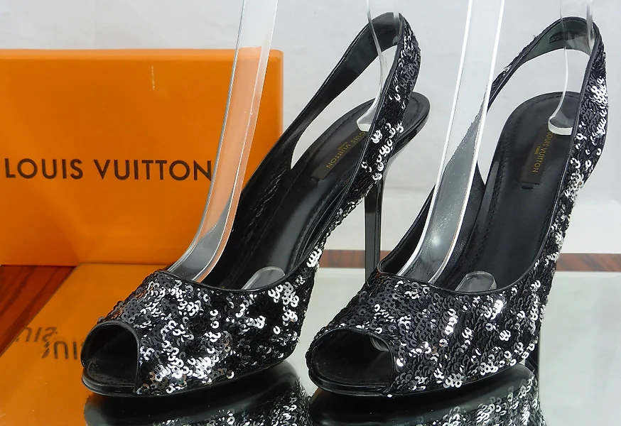 Louis Vuitton Black Monogram Canvas and Patent Leather Bow Ballet Flats Size 37.5
