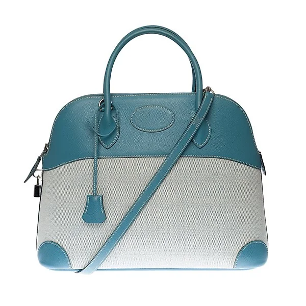 Christian Dior Trotter Logo Mini Boston Handbag Light Blue White Lady Bag  Cadena
