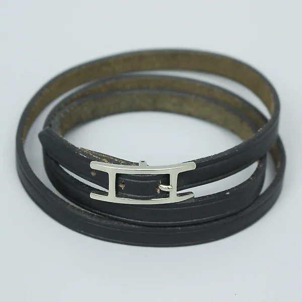 Louis Vuitton LV Clic It Bracelet Blue Leather & Metal. Size 19