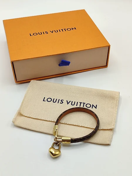 Louis Vuitton Leather and Gold Plated Brass Hardware Cuff Bracelet