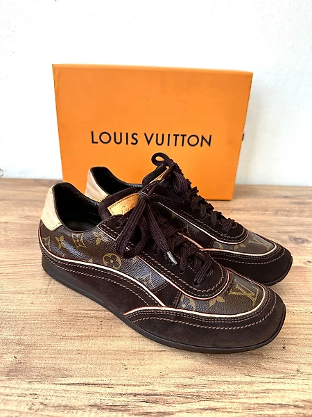 Louis Vuitton Brown/Black Monogram Canvas Lace Up Sneakers Size 41.5 Louis  Vuitton