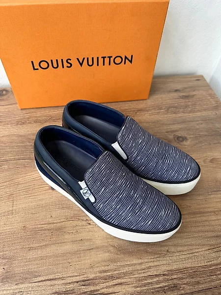 Louis Vuitton Navy Blue Monogram Denim Espadrille Loafers Size 41.5 Louis  Vuitton