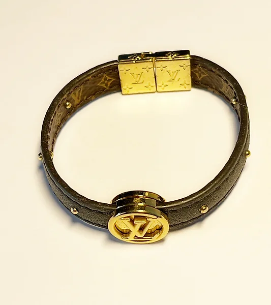 LOUIS VUITTON Bracelet Bangle AUTH LV Vintage Rare motif Flower chain F/S