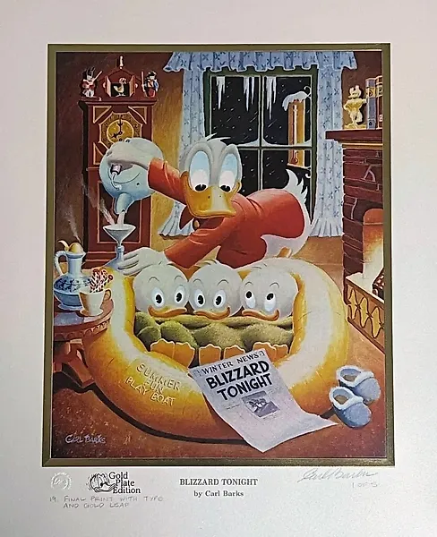 Barks, Carl - 1 Portfolio - Donald Duck - Blizzard Tonight - Progressive proof set - 1993