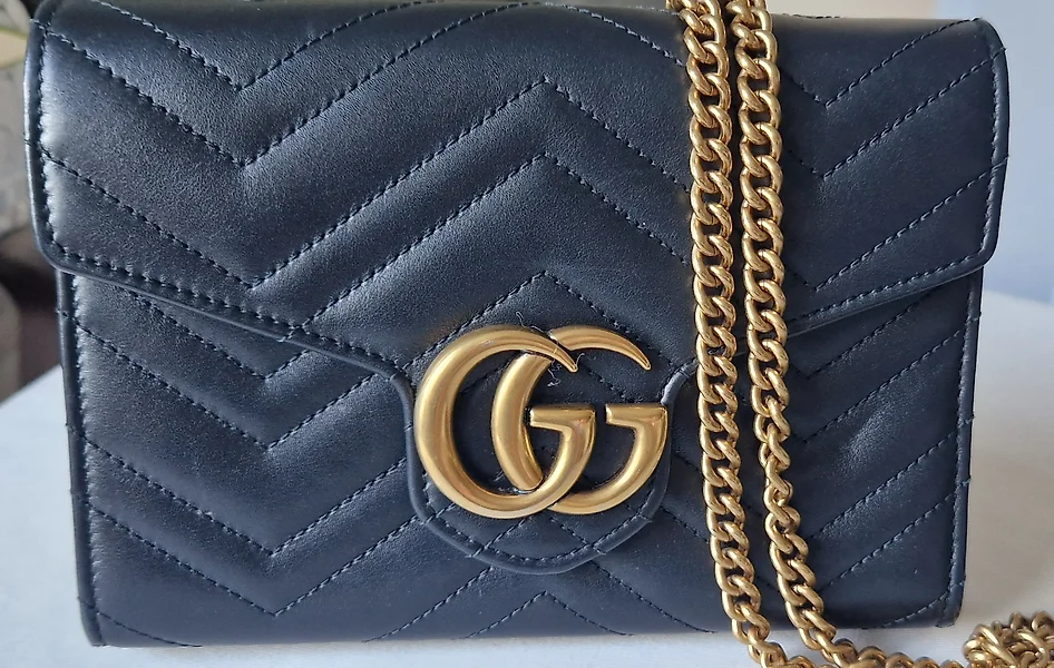 Bolsa Gucci GG Marmont Original Azul Marinho Feminino