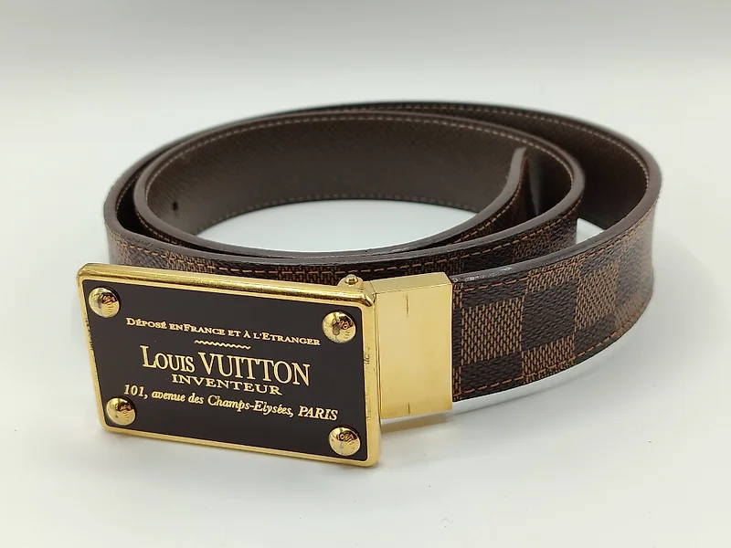 Authentic Louis Vuitton Black Charcoal Monogram Denim Ceinture Belt Size  80/32
