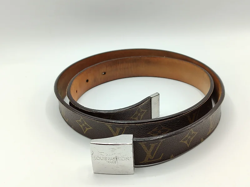 Louis Vuitton Brown Leather Initiales Belt Size 38 Inch