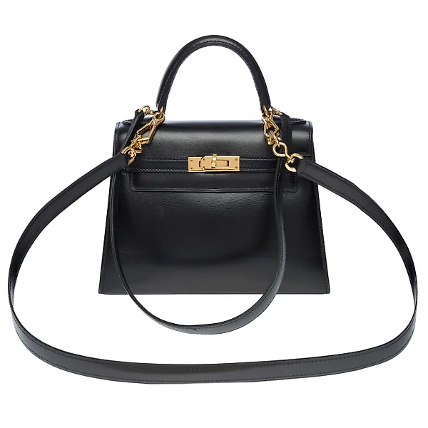 Hermes 31 cm Black on Black Crinoline & Barenia Leather Trim Bag