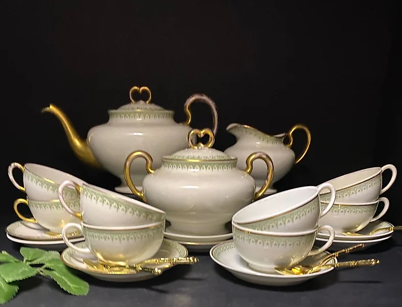 Tea Set for 2 Person - Gold Fish Scale - Herend Experts