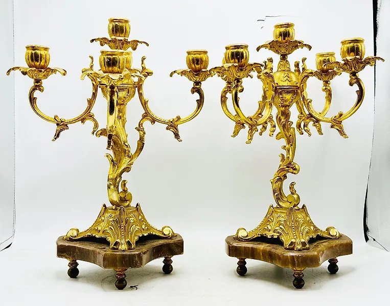 Large Brass Ormolu Baroque Candelabra