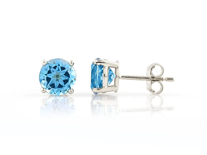 No reserve price - Earrings - 14 kt. White gold -  2.86ct. tw. Topaz