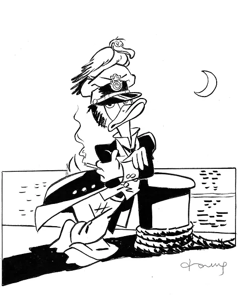 Tony Fernandez - Donald Duck Inspired by Hugo Pratt’s “Corto Maltese” - Hand Signed Original Ink Artwork