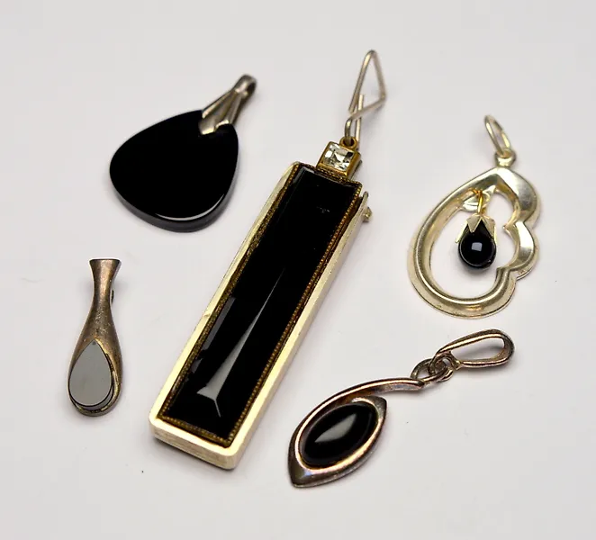 Onyx - 925 Silver - Lot of 5 x pieces - Pendant