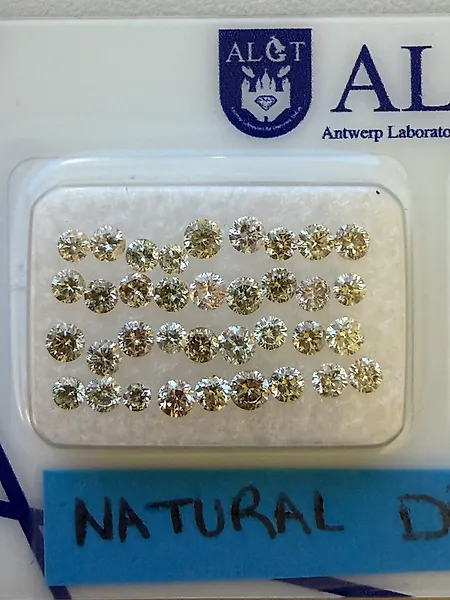 36 pcs Diamond  (Natural coloured)  - 1.47 ct - Round - Faint, Fancy - SI1, SI2, SI3, I1, I2 - Antwerp Laboratory for Gemstone Testing (ALGT)
