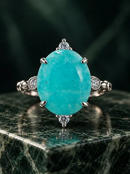 Amazonite Ring in 925 sterling silver | Rhodium plated- 2.7 g