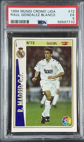 1994/95 Mundicromo 1994 Mundi Cromo Liga Raul Gonzalez Blanco #72 ROOKIE - PSA 5 - 1 Graded card