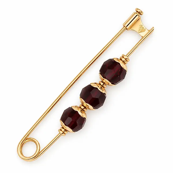 Brooch - 18 kt. Yellow gold Garnet - Made in Italy - Handmade